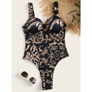 Summer Sexy Print One Piece Swimsuit Closed Female Swimwear Push Up Body Women's Swim Wear Bathing Suit Beach Pool Bather 2025