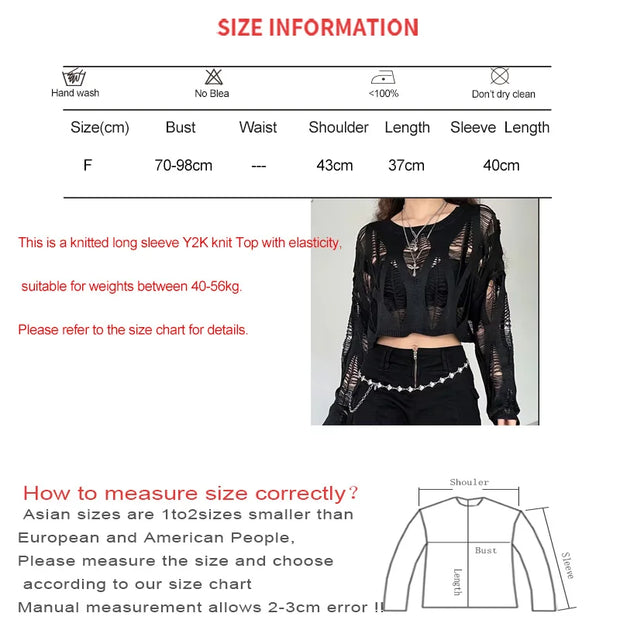 ITOOLIN Women Hole Hollow Out Y2K T-shirts Batwing Sleeve Knitted Shirt For Women Loose Streetwear Tops Spring Autumn 2024
