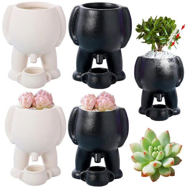 Human Shaped Small Cactus Pot Aesthetic Ceramic Succulent Plant Pot Creative Funny Succulent Planter for Home Office