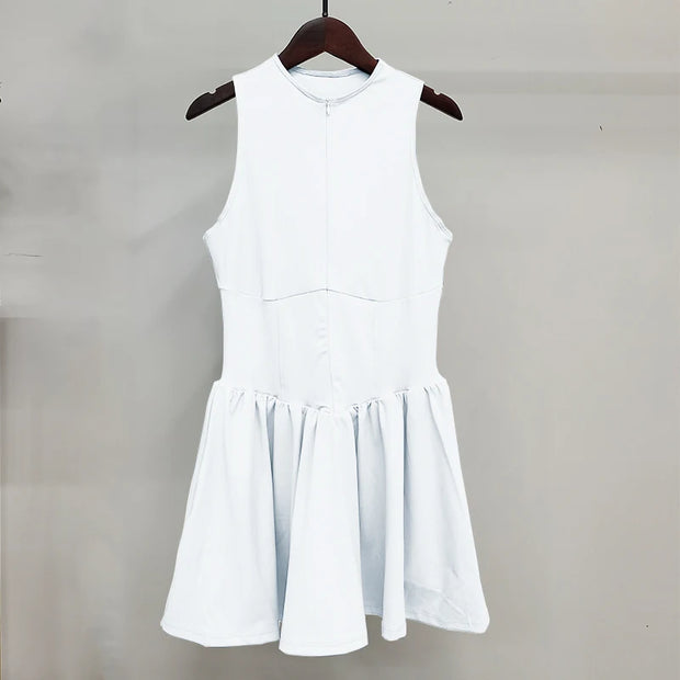 Sexy Tennis Clothes Sports Dress for Women Stand-up Buit-in Short Golf Badminton Casual Frock Fitness Suit One-Pieces Dress