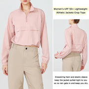 VITALINOVO Women's Athletic Jacket Lightweight Quarter Zip Pullover For Golf Hiking Running Windbreaker UPF50+ Waterproof Jacket