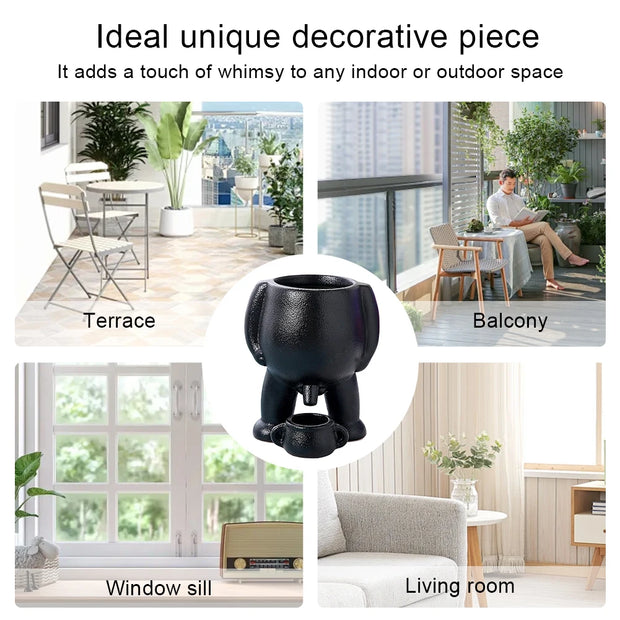 Human Shaped Small Cactus Pot Aesthetic Ceramic Succulent Plant Pot Creative Funny Succulent Planter for Home Office