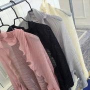 Embossed Ruffled Sunscreen Shawl Solid Color Chiffon Silk Scarf Women'S Outdoor Abandoned Car Sunscreen Sleeve