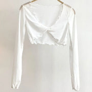 Pure Fairy Wind Wood Ear Mesh Mask Shirt Twisted Cross Perspective Sunscreen Short Air Conditioner Lazy Coat