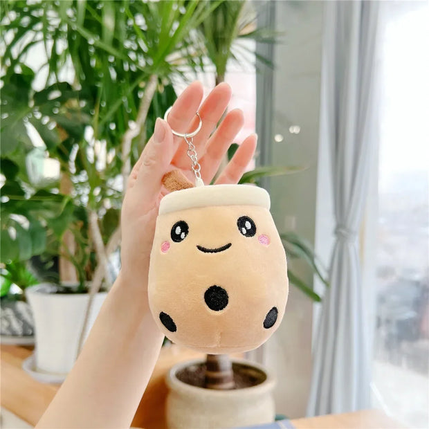 키링 Kawaii Keychain Plush Keychains Toy Bubble Tea Stuffed Animals Cute Food Milk Tea Soft Toys Room Decor Pillow Gifts Peluche