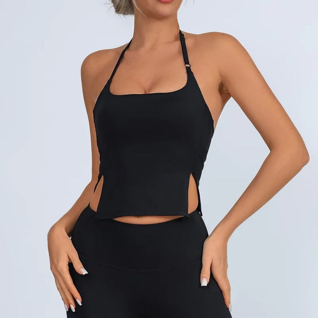 Sports Tank Top Halter For Women Workout Vest Adjustable Gym Bra Yoga Shirts Backless Fitness Top Activewear