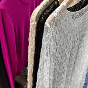 Sexy and slightly transparent black lace shirt women long sleeved 2024 Spring and Autumn New slim fit inner layer with mesh