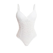 V-Neck Lace Thong Bodysuit Women Sexy Shapewear Top Tummy Control Waist Trainer Body Shaper Removable Chest Pad Slimming Corset