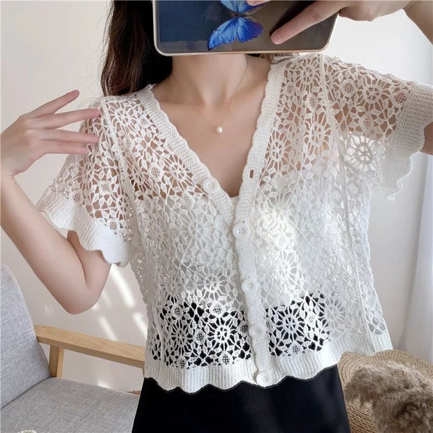 Sunscreen Clothing Women Cardigan Summer Thin Small Fresh Korean Version Air Conditioner Jacket Shawl Coat Short