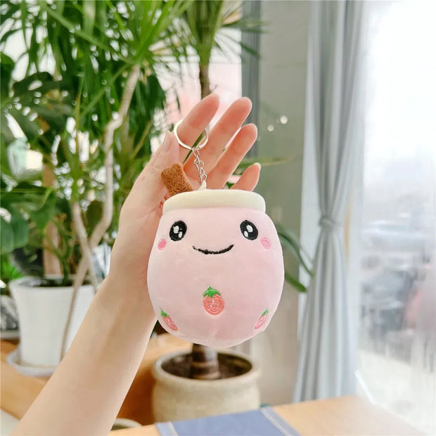 키링 Kawaii Keychain Plush Keychains Toy Bubble Tea Stuffed Animals Cute Food Milk Tea Soft Toys Room Decor Pillow Gifts Peluche