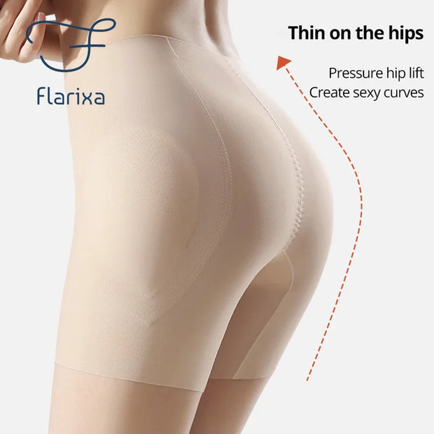 Flarixa Padded High Waist Shorts Butt Enhancer Shaper Buttock Lifting Panties Tummy Control Body Shaper With Butt Pads Shapewear