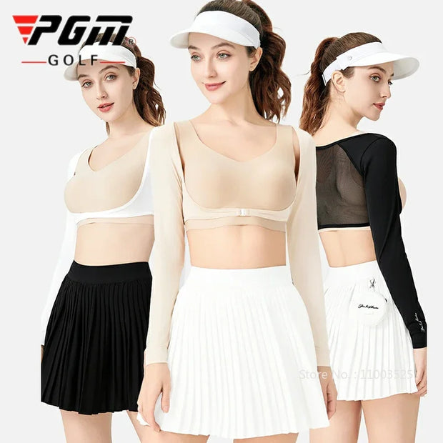 Pgm Summer Golf Lady Sunscreen Shirts Long-sleeved Cooling Golf Shawl Women Sports Ice Silk Crop Top Anti-UV Arm Sleeve Cardigan