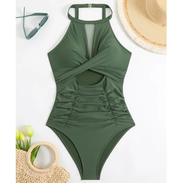 Summer Sexy Mesh One Piece Swimsuits Closed Women's Swimwear Push Up For Swimming Wear Body Bathing Suits Beachwear Pool Bather