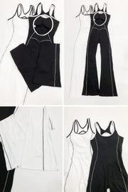 Women Jumpsuits Flare Pants Yoga Sets Workout Clothing Bodysuit with Pad Activewear