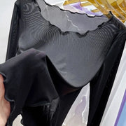 Ice Silk Mesh Bottom Blouse for Women Summer Wear Sunscreen Long-sleeved T-shirt Foreign Aura Edge Sexy Tulle Perspective