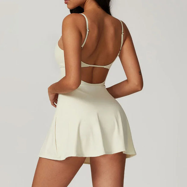 Cloud Hide Safe Sports Dress Golf Tennis Gym Yoga Dresses Women Girl Running Workout Long Skirts Fitness Outdoor One Piece Dress