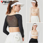 Pgm Summer Golf Lady Sunscreen Shirts Long-sleeved Cooling Golf Shawl Women Sports Ice Silk Crop Top Anti-UV Arm Sleeve Cardigan