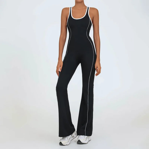 Women Jumpsuits Flare Pants Yoga Sets Workout Clothing Bodysuit with Pad Activewear