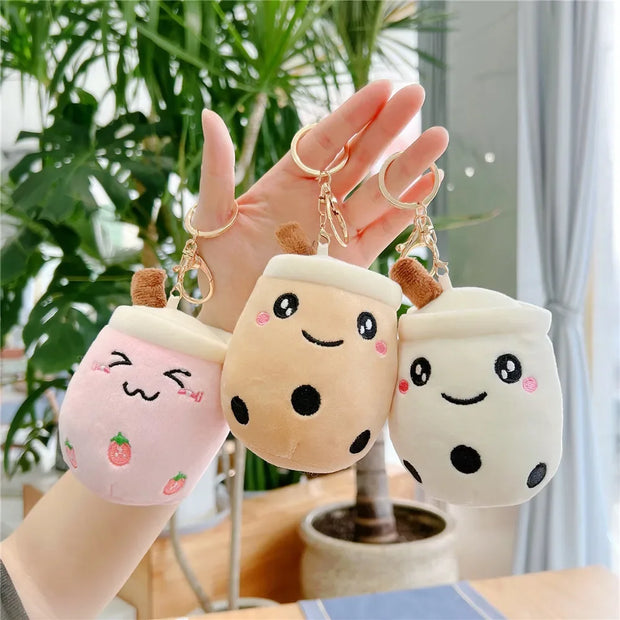 키링 Kawaii Keychain Plush Keychains Toy Bubble Tea Stuffed Animals Cute Food Milk Tea Soft Toys Room Decor Pillow Gifts Peluche