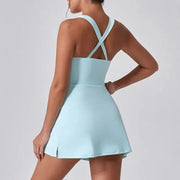 Women Tennis Dress with Shorts Golf Badminton Nylon Sports Outfits Female Activewear Workout Clothing