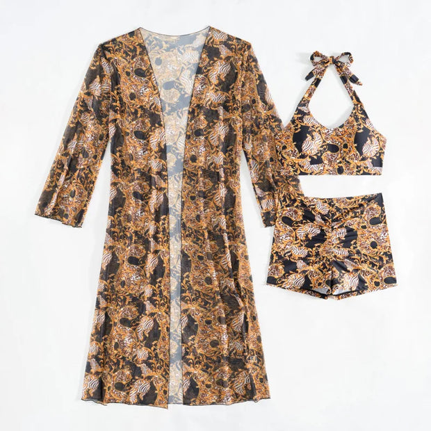 New Print 2025 Swimsuits Tankini Sets Female Swimwear Push Up For Beach Wear Three-Piece Bathing Suit Pool Women's Swimming Suit