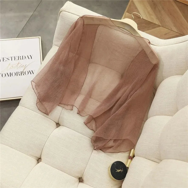 Summer Matching Cardigan Small Jacket Women Chiffon Shawl Short Section Small Shawl Sunscreen Clothing Female Thin Section Top