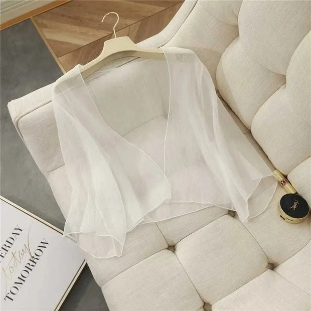 Summer Matching Cardigan Small Jacket Women Chiffon Shawl Short Section Small Shawl Sunscreen Clothing Female Thin Section Top