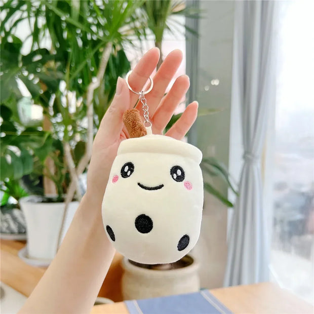 키링 Kawaii Keychain Plush Keychains Toy Bubble Tea Stuffed Animals Cute Food Milk Tea Soft Toys Room Decor Pillow Gifts Peluche