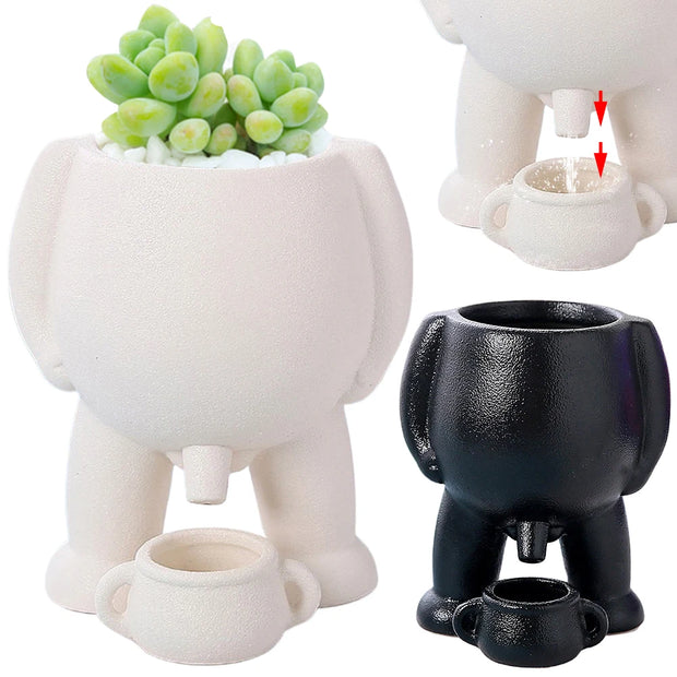 Human Shaped Small Cactus Pot Aesthetic Ceramic Succulent Plant Pot Creative Funny Succulent Planter for Home Office