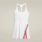 Womens Strap Tennis Dress Sleeveless Split Workout Dresses Built-in Bra Ladies Backless Round Neck Active Golf Skirts