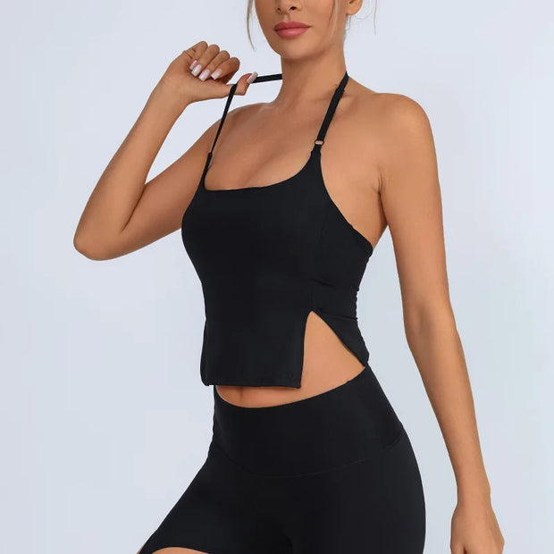 Sports Tank Top Halter For Women Workout Vest Adjustable Gym Bra Yoga Shirts Backless Fitness Top Activewear