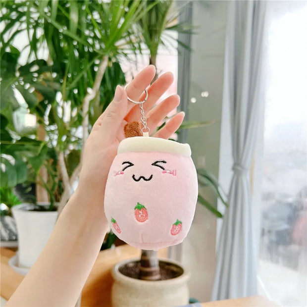 키링 Kawaii Keychain Plush Keychains Toy Bubble Tea Stuffed Animals Cute Food Milk Tea Soft Toys Room Decor Pillow Gifts Peluche