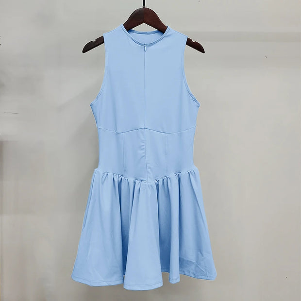 Sexy Tennis Clothes Sports Dress for Women Stand-up Buit-in Short Golf Badminton Casual Frock Fitness Suit One-Pieces Dress