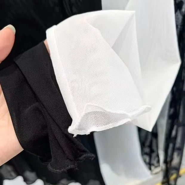 Ice Gauze Bottom Blouse Women Summer Transparent Sunscreen Sand T-shirt Long-sleeved Perspective Skin Coat Lace Top
