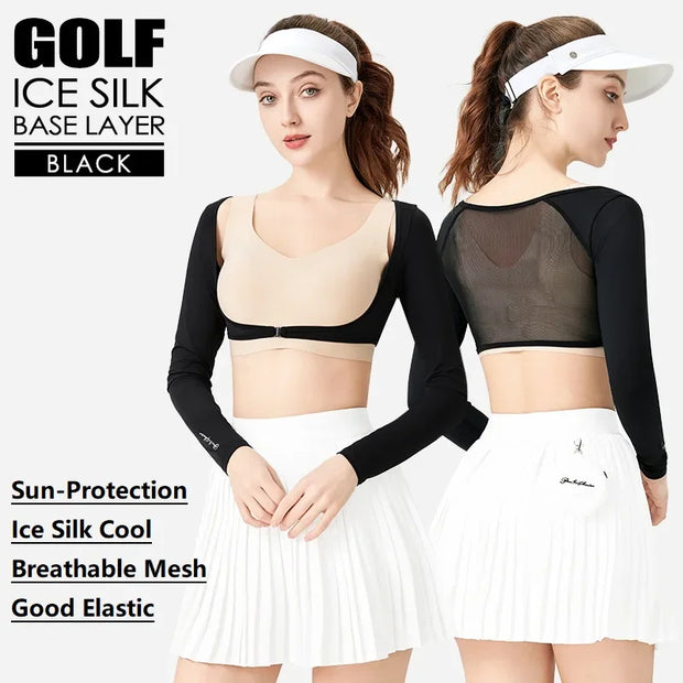 Pgm Summer Golf Lady Sunscreen Shirts Long-sleeved Cooling Golf Shawl Women Sports Ice Silk Crop Top Anti-UV Arm Sleeve Cardigan