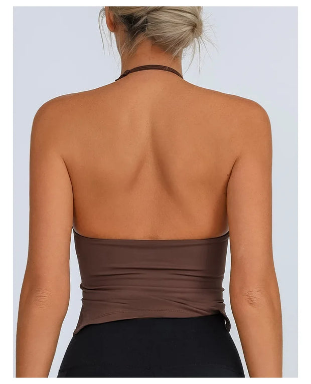 Sports Tank Top Halter For Women Workout Vest Adjustable Gym Bra Yoga Shirts Backless Fitness Top Activewear