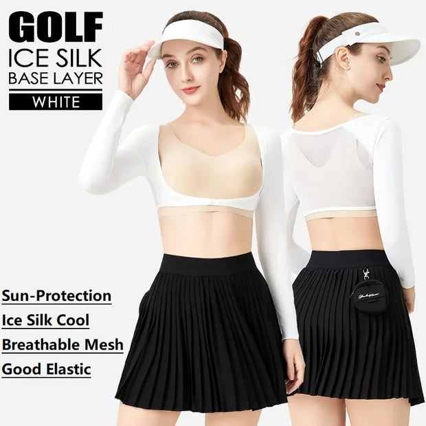 Pgm Summer Golf Lady Sunscreen Shirts Long-sleeved Cooling Golf Shawl Women Sports Ice Silk Crop Top Anti-UV Arm Sleeve Cardigan
