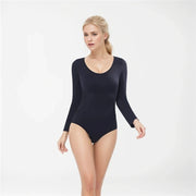 Seamless Long Sleeve Thong Bodysuit Shapewear High Compression Fajas Body Shaper Tummy Control Round Neck Jumpsuit Tops