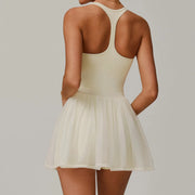 One-piece Tennis Dress with Pad Golf Skirt Shorts Workout Jumpsuit Pocket Badminton Skorts Yoga Suits Activewear