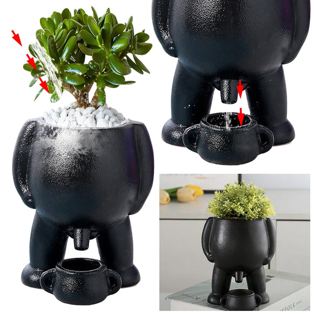 Human Shaped Small Cactus Pot Aesthetic Ceramic Succulent Plant Pot Creative Funny Succulent Planter for Home Office